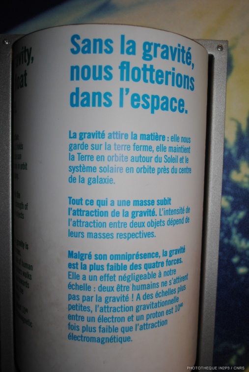Panneau expliquant le rôle de la gravité
