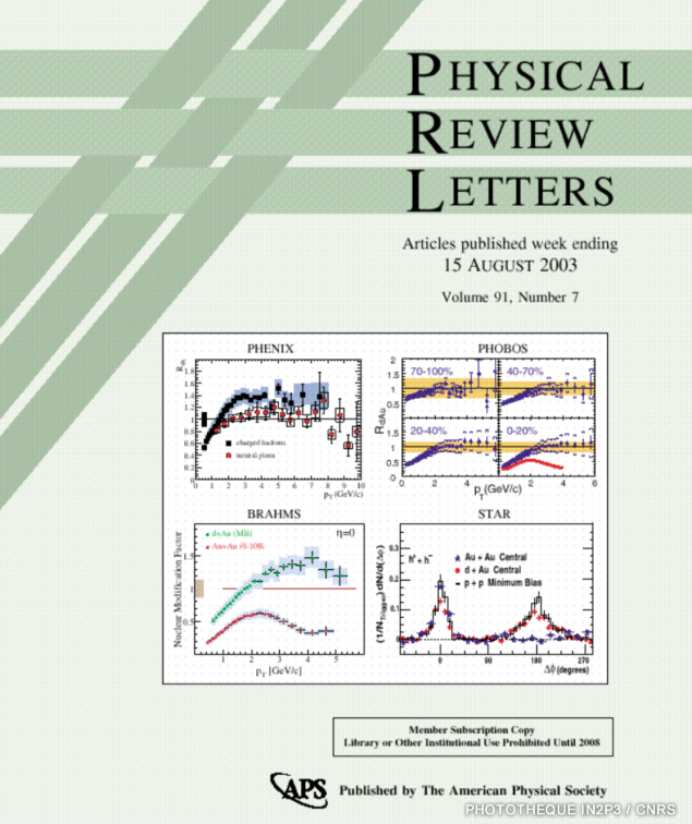 Couverture Physical Review Letter sur le JetQuenching