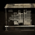 Maquette en verre du détecteur LHCb 