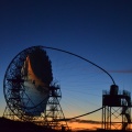 Télescope de grande taille LST-1 (CTAO) au coucher du soleil