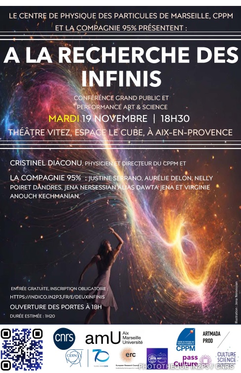 Affiche de la soirée grand public "A la recherche des infinis"