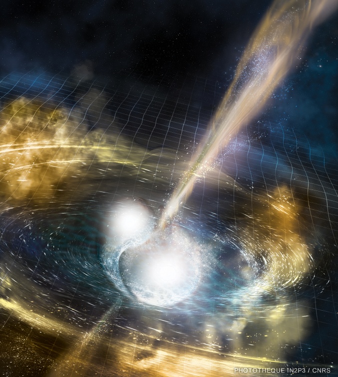 Vue d’artiste de la fusion de deux étoiles à neutrons