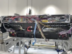 Vue rapprochée d’un élément du changeur de filtres en cours de modification