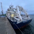 Le navire scientifique l'Atalante à Brest, juste avant le départ de la mission